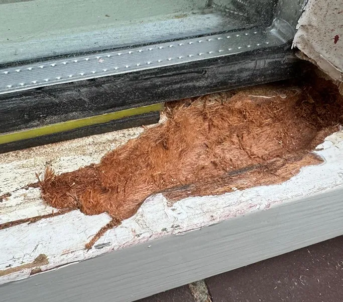 Houtrot in een kozijn voor reparatie